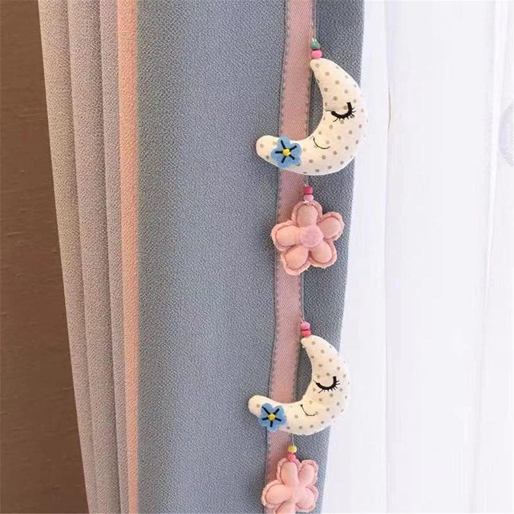 Frange en dentelle à suspendre avec pompons en forme de lune - Ruban tressé pour couture à la main - Décoration de chambre d'enfant - 3 mètres (#B)