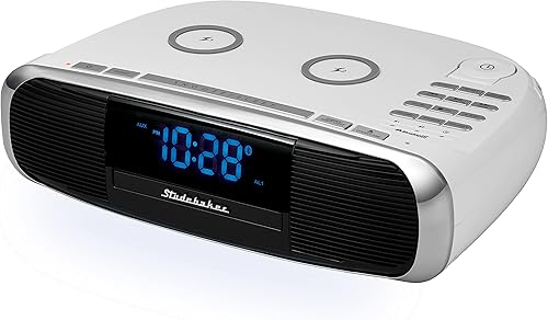 Miniatura 2 de Studebaker Workstaton Sistema de música HiFi con Bluetooth, radio FM, CD y estación de carga inalámbrica Qi (blanco)