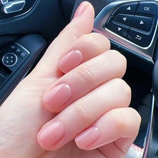 24pcs Pink Nude Press on Nails, French Short Square Fake Nails, Solid Color Natural Acrylic Full Coverage False Nails, Reusable Nail Tips for Women and Girls