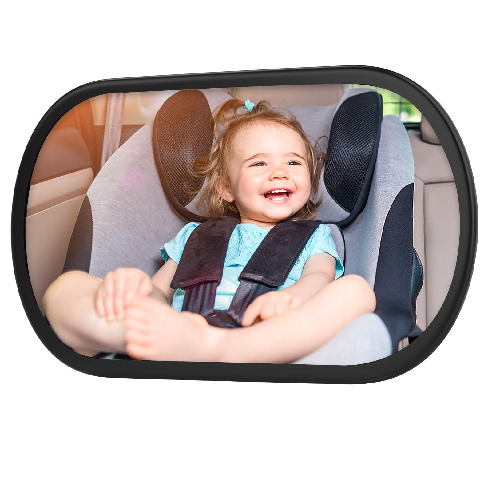 BOEYOS Baby Car Mirror, Safety Car Seat Mirror for Rear Facing Infant, Clear Wide View, 360°Rotation, Easily Observe the Baby Move, Crash Tested and Certified (Black)
