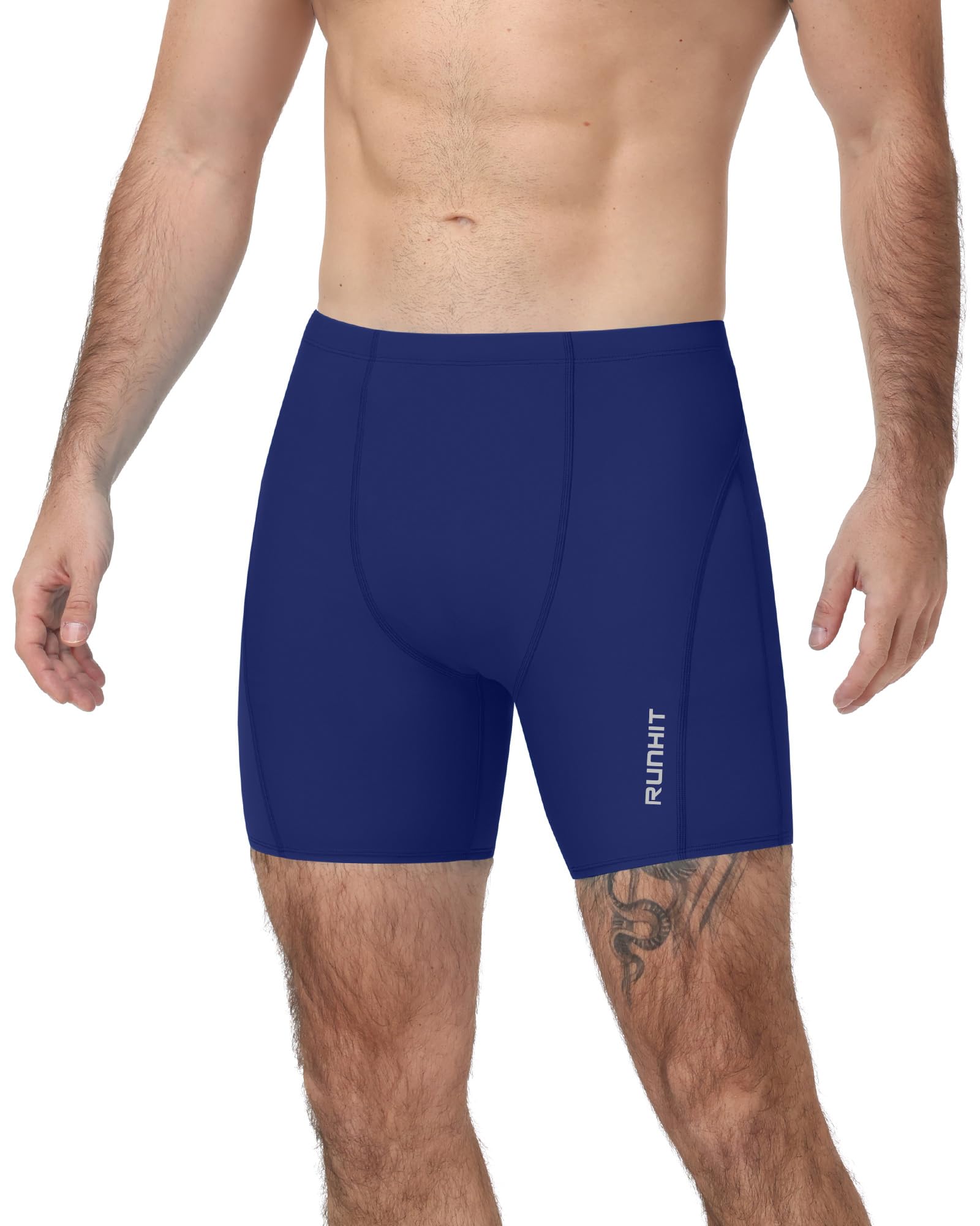 Runhit Badehose Herren Lang Enganliegend, Schnelltrocknende Schwimmhose 6–8 Zoll, Elastische Badehose mit Kordelzug für Schwimmen & Wassersport