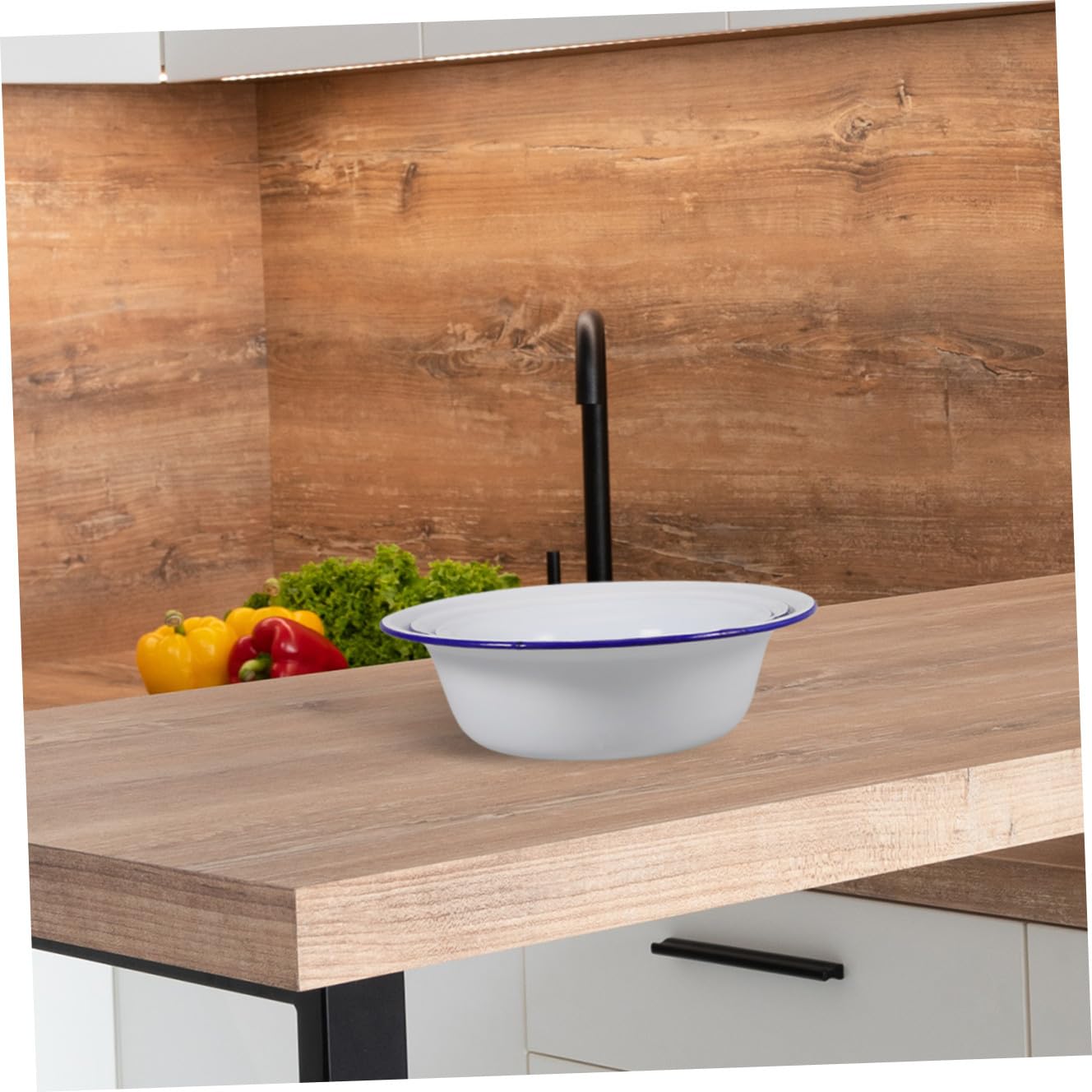 MAGICLULU 12 Pièces Ensemble De Lavabos En Émail Bols Gigognes En Émail Bols De Cuisine Bol De Riz En Émail Bol De Pâtes Grands Bols à Soupe Bol De Soupe Saladier En Émail Bols Pho Blanche