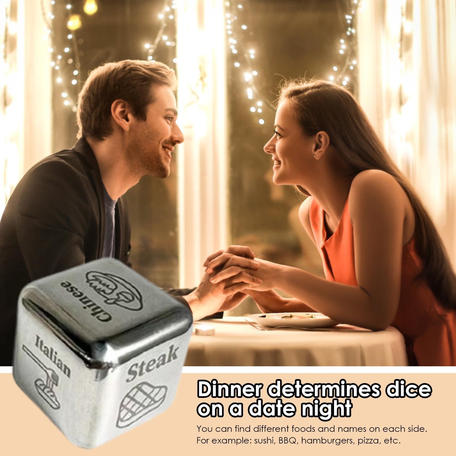 Dé Alimentaire En Bois 12 Faces – Choix De Restaurants, Dîner Surprise – Jeu Pour Couple, Rendez-vous, Soirée Romantique – 3 Cm