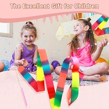 6pcs Twirling Dance Ribbons Set, 2m Ribbon Wands for Kids Gymnastics