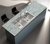 Vista 7 de Yancorp Papel de contacto verde y blanco de 16"x120", papel tapiz removible, despegar y pegar para encimeras, baño, impermeable, papel tapiz