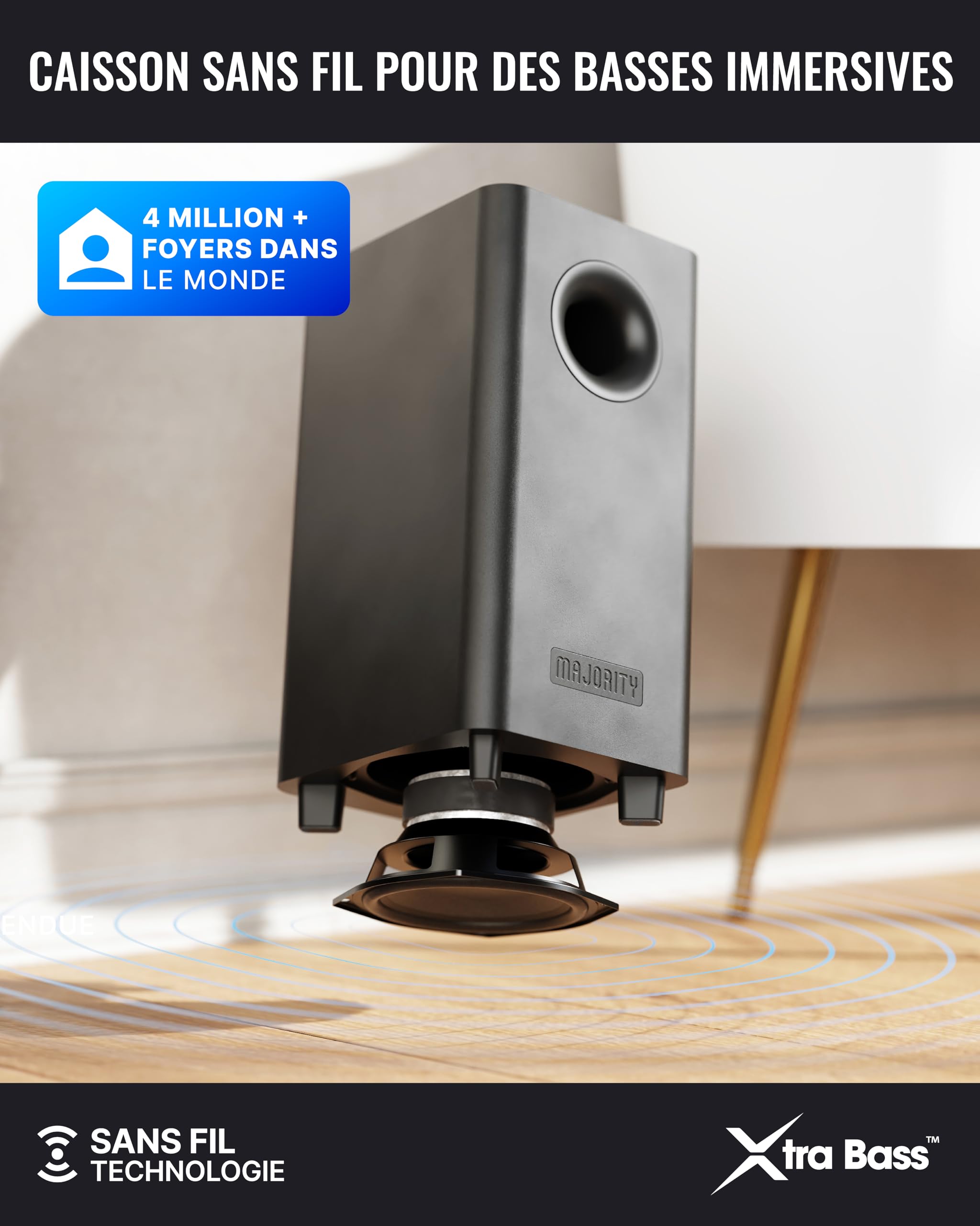 Majority Barre de Son TV Bluetooth 5.3, 300W Home Cinema 5.1 sans Fil | Bowfell Halo Atmos Mini Soundbar PC | DMI eARC | Enceinte TV Dolby Atmos | Caisson de Basse & Haut-Parleurs Arrière
