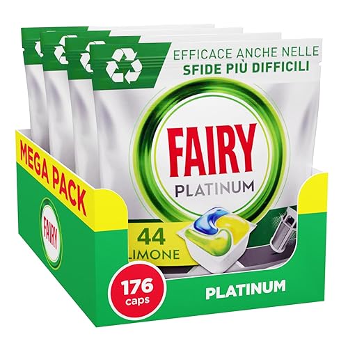 Immagine del prodotto Fairy Platinum Detersivo Pastiglie Lavastoviglie Brillantante, 176 Capsule Lavastoviglie, Limone, Con Sistema Di Prelavaggio Integrato, Efficace Nelle Sfide Difficili Contro Lo Sporco