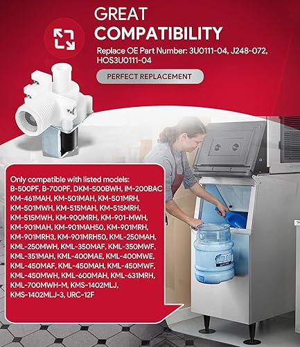 Miniatura 3 de Repuesto para válvula de agua Hoshizaki 3U0111-04, 120V, 60HZ, J248-072, HOS3U0111-04