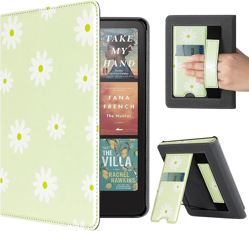 CoBak Stand Case for 7" Kindle Paperwhite 12th Gen 2024 and Kindle Colorsoft with Hand Strap - Compatible with iPhone MagSafe, for Samsung/Belkin/Anker Wireless Charging Pads, Durable, Auto Sleep Wake