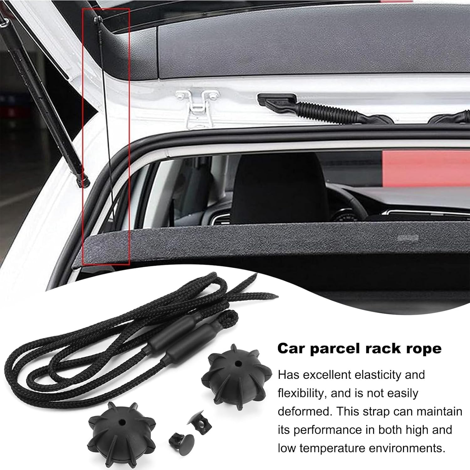 Car Package Rack Rope 17.72 Inch Nylon 2 Pieces Tie Down Straps Cargo Straps Trunk Storage Belt Rear Attachment Auto Accessory