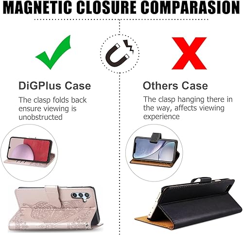 Miniatura 4 de Funda tipo cartera para Galaxy A14 5G (estampado de mariposas y flores) de cuero, con ranuras para tarjetas y función atril para Samsung Galaxy A14