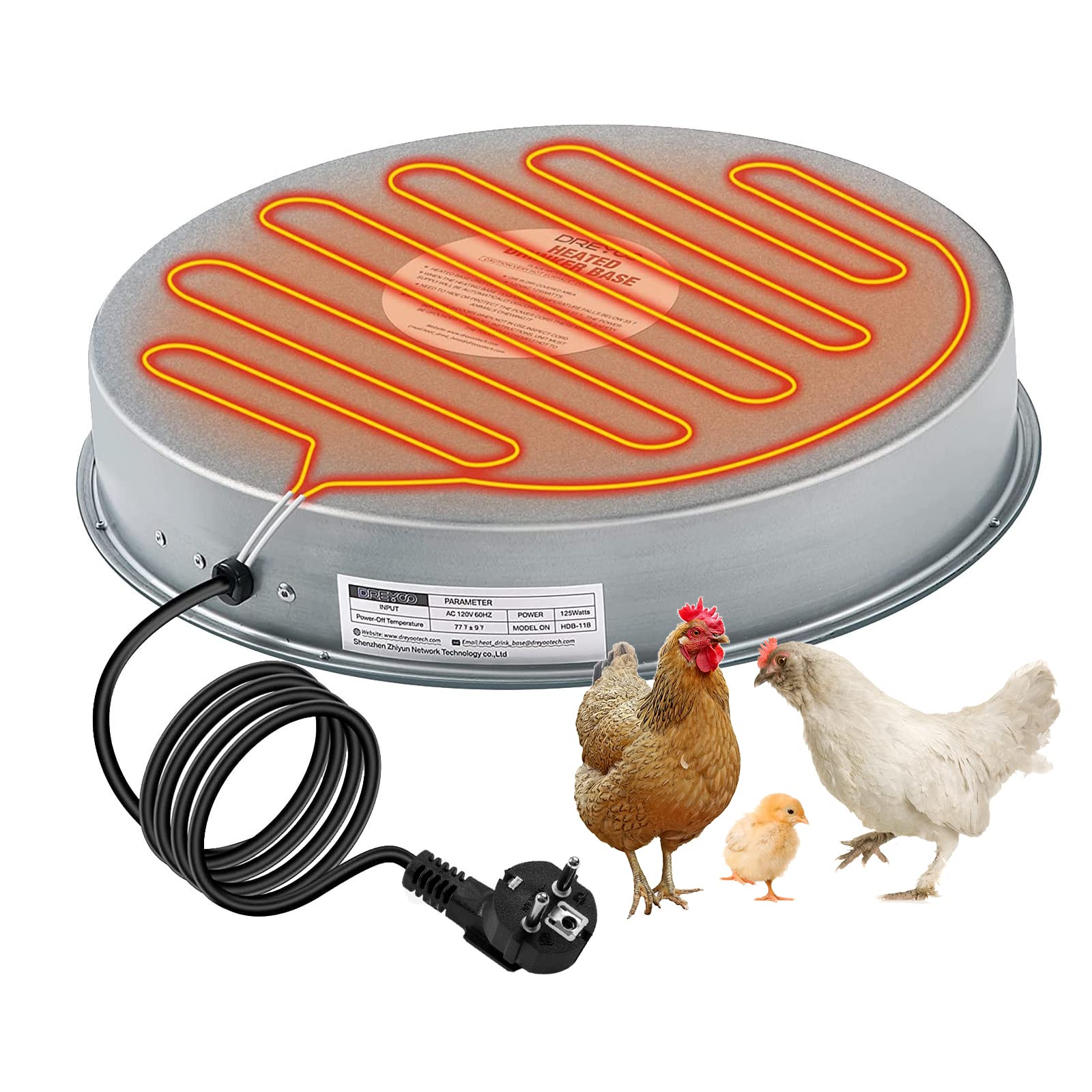 Poultry Drinker podgrzewana podstawa, do drobiu i kur, akcesoria do kurnika, ochrona przed mrozem, do poidła drobiowego, automat do poidania drobiu