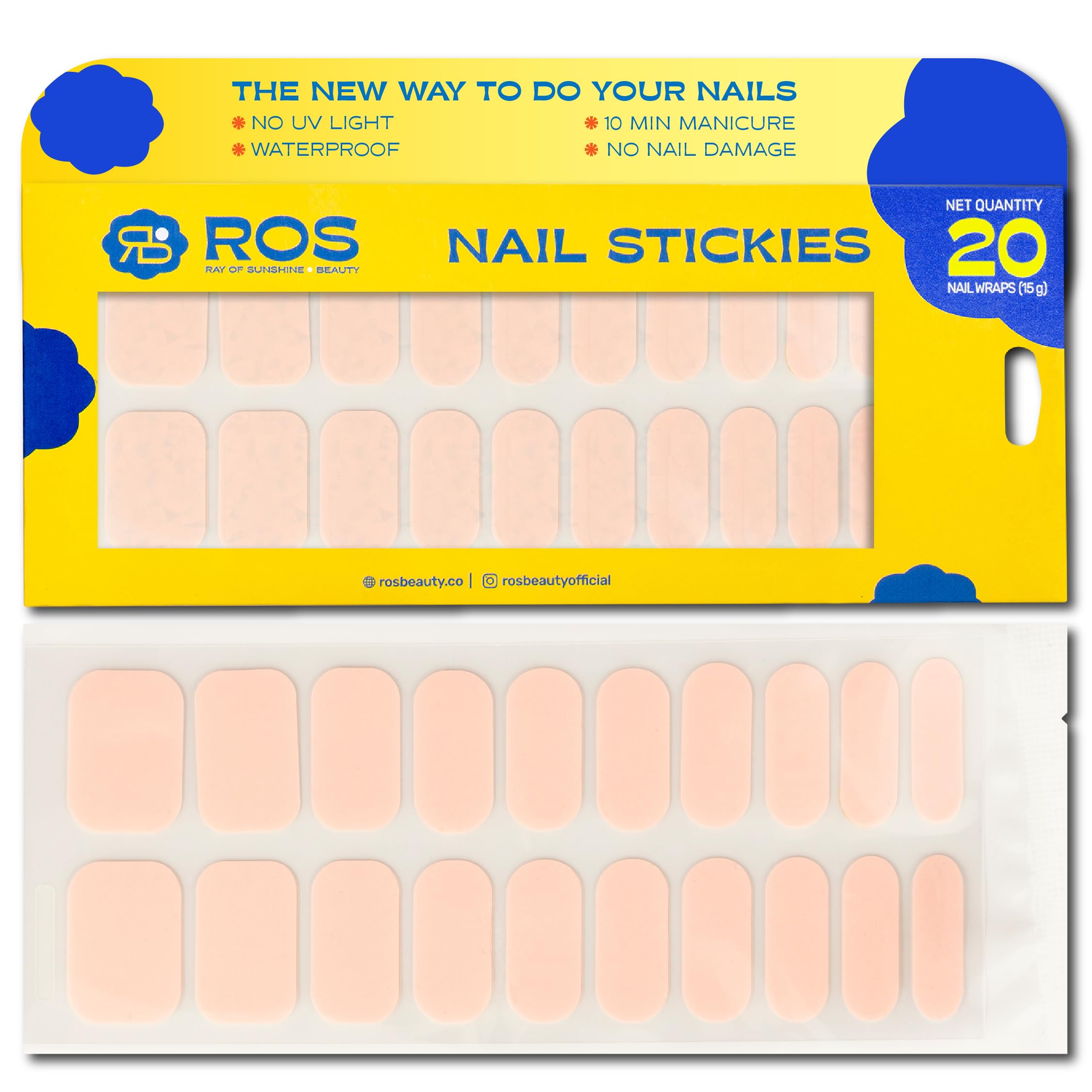 ROS Beauty Nail Stickies | 20 Count | Easy-to-Apply Vibrant Nail Art Stickers | Long-Lasting, Lightweight, & Mess-Free | Unique Designs for Effortless DIY Manicure | Au Natural-image-45
