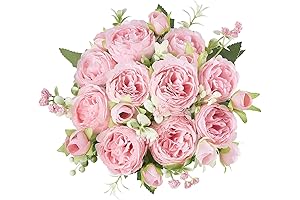 Mkono Peonies Artificial Flowers, Pink Flowers for Indoor Home Decor
