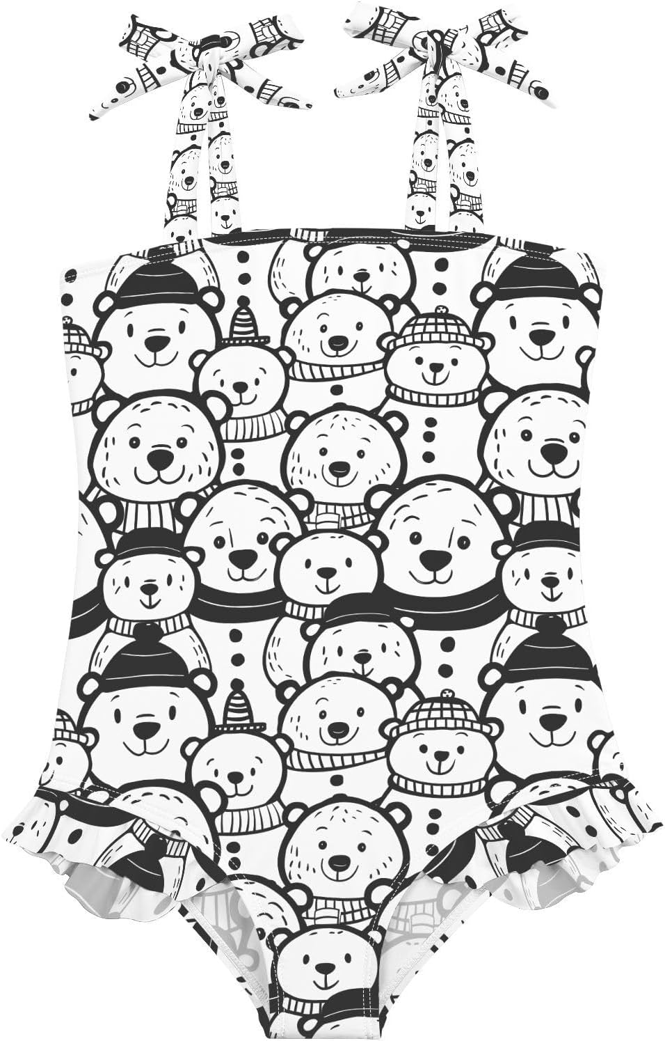 visesunny Toddler Girl Swimsuit Adjustable Strap Swimwear Snowman Bear Bathing Suits for Girls 18M-6Y
