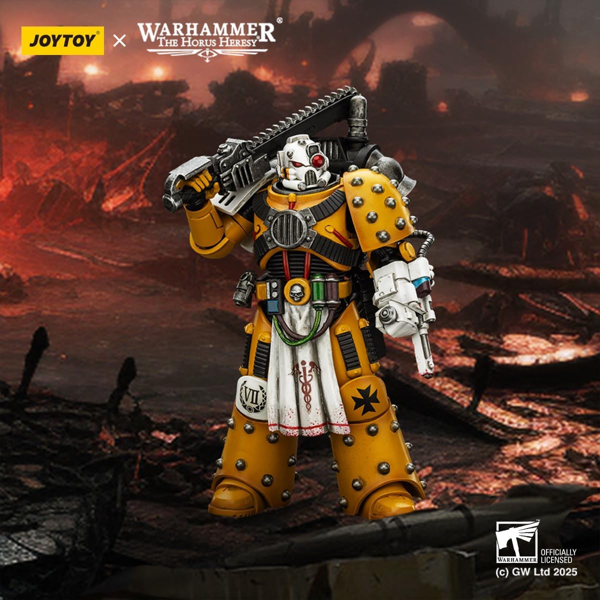 JOYTOY Warhammer 40k Imperial Fists 1/18 Action Figure Imperial Fists Legion Apothecary Collectible Gifts,Toys for Kids 15+ and Adults 4.8-inch