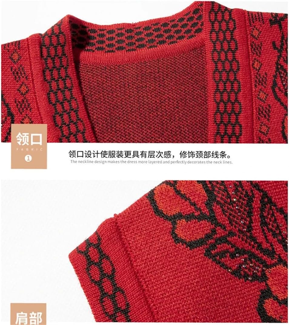 [Hcclijo] 奥さんノ編物ベストオオキイ大きさ春陽トオータムノノースリーブセーターコートママベスト御ババチャンジレーコート