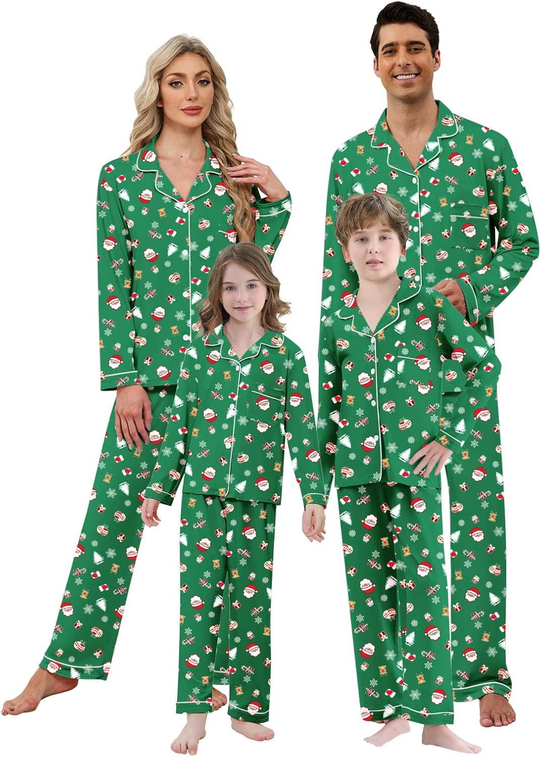 Umeyda Women's Christmas Family Matching Pajamas Long Sleeve Button Down Pj Set Festival Party Sleepwear, Santa Claus Gift, S