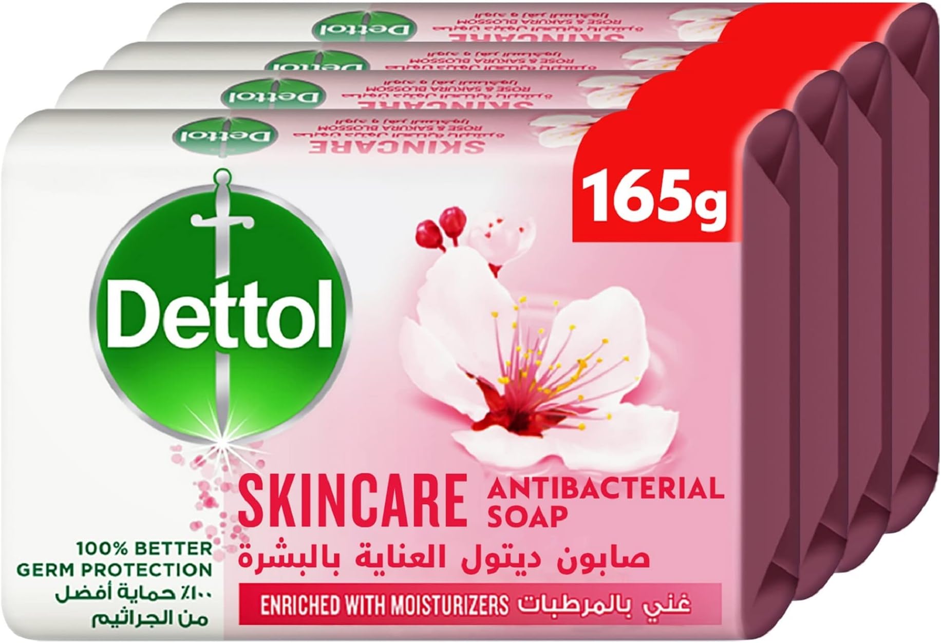 Skincare Bathing Soap, Rose & Sakura Blossom Scent, 165g x 4