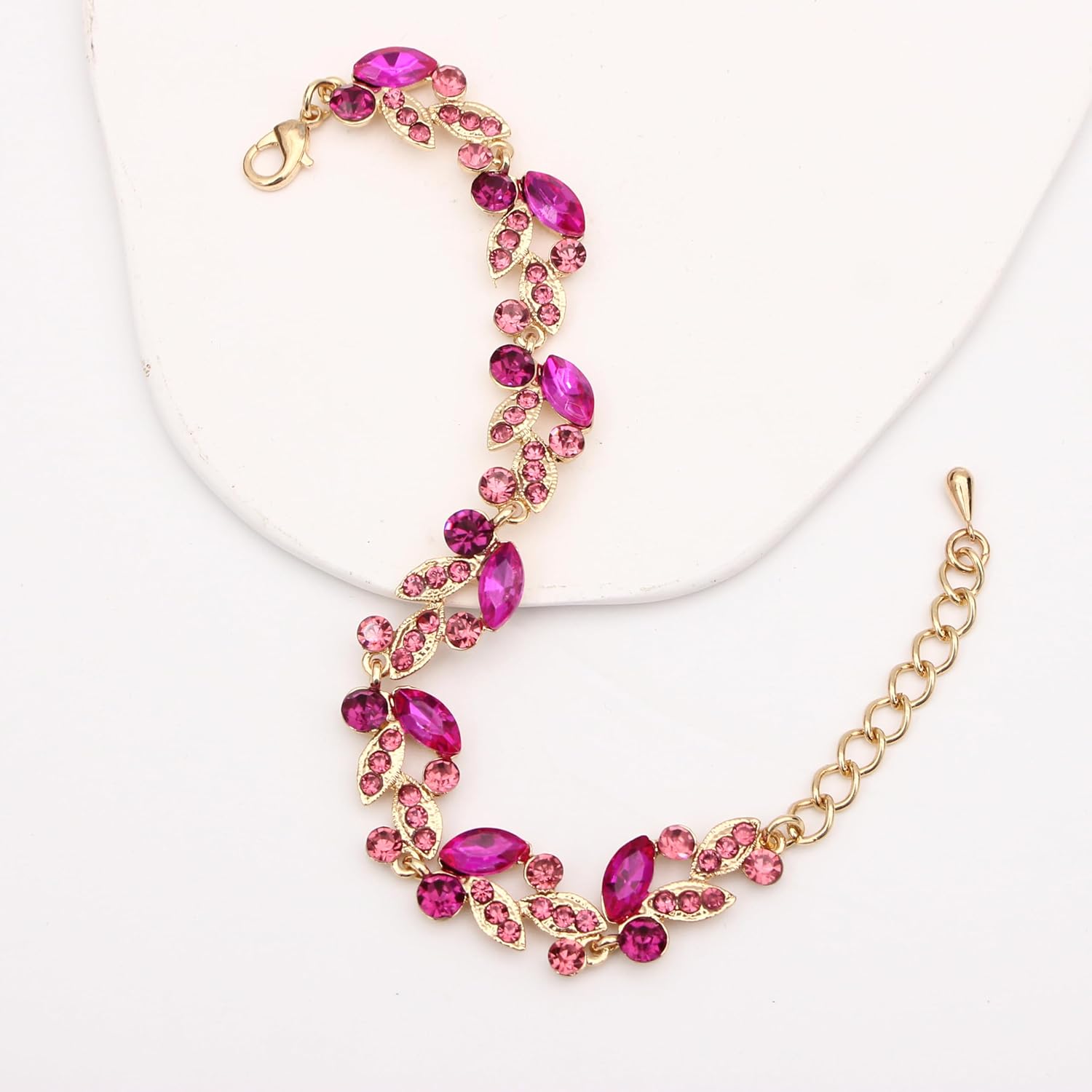 QLLYHLH Woman’s Brides Bridesmaid Leaf Choker Necklace Dangle Earrings Link Bracelet Austrian Crystal Wedding Jewelry Set Prom Costume Party Events | Brides, Bridesmaid, Prom, Events, Costume Party, Leaf - Image 4