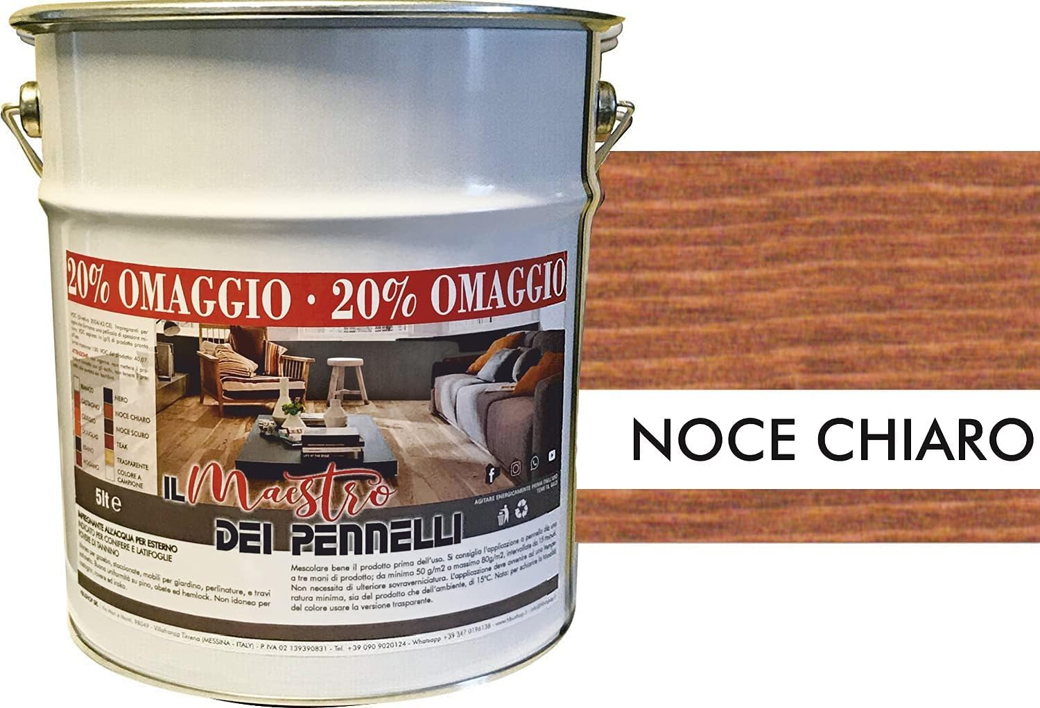 Maestro - Barniz de madera para exteriores para ciclo encerado profesional al agua, 5 kg (nogal claro)