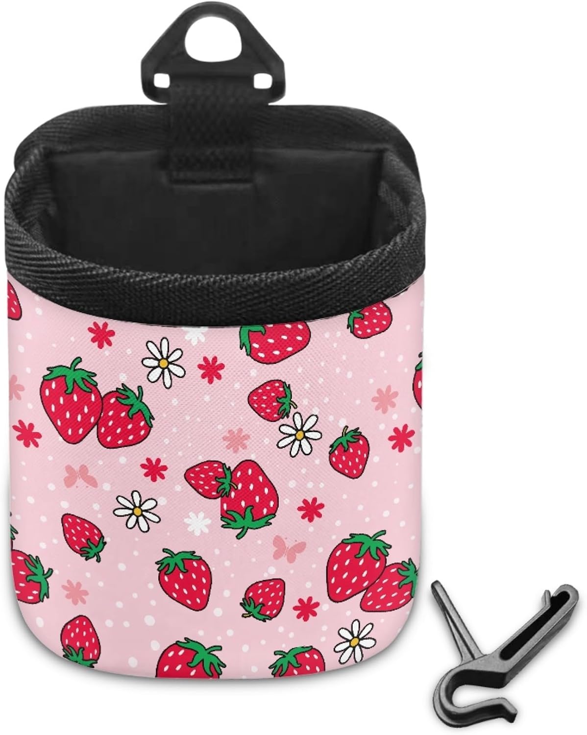 CLOHOMIN Pink Strawberry Car Air Vent Pocket Organizer with Hook Flower Car Air Vent Hanging Storage Box Auto Interior Accessories Sunglasses Holder Coin Case
