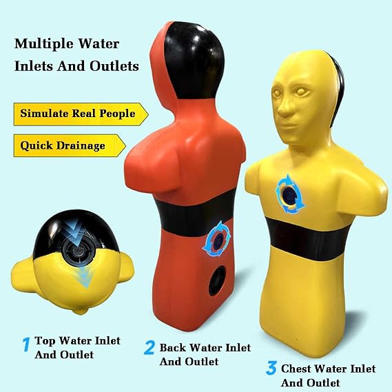 Pool Lifesaving Model,Heavy Rescue Rapid Water Injection Device, Training Dummy,for Life Saving Competitive(Orange)