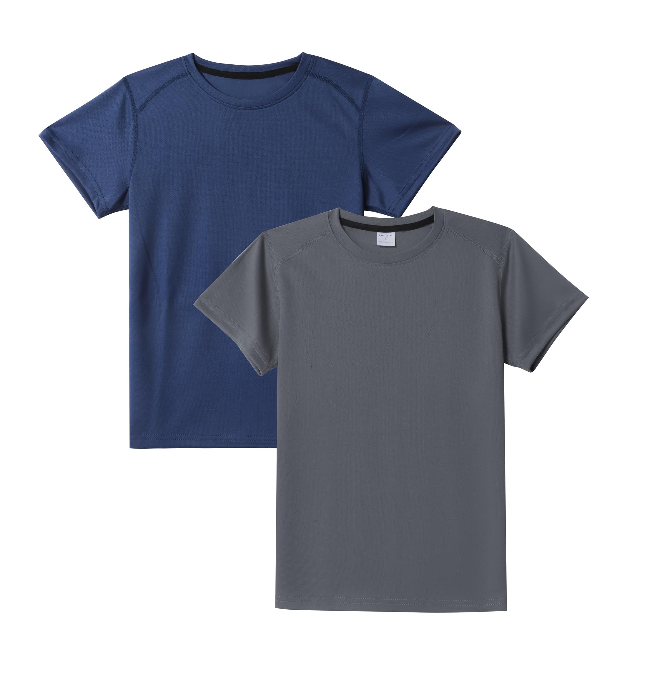 DANI CHINS Boys Athletic Short-Sleeve Shirts Loose Mesh Active Tee-Shirts Sports Jerseys Tops As Clothing, 2 Pack