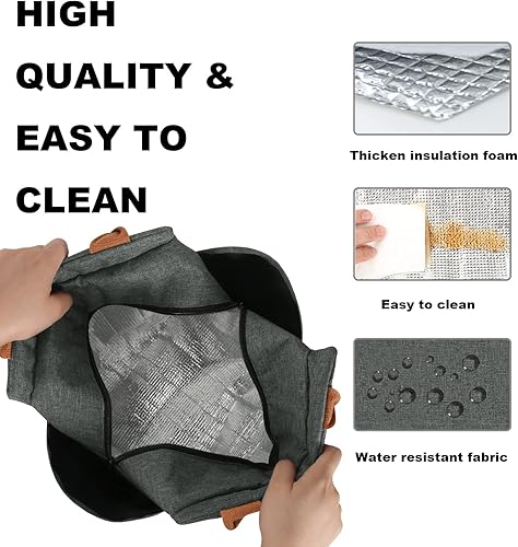 Miniatura 4 de Joymee Lonchera para mujer, con aislamiento, reutilizable, duradera, a prueba de fugas, grande, espaciosa, para mujeres, hombres y adultos, con