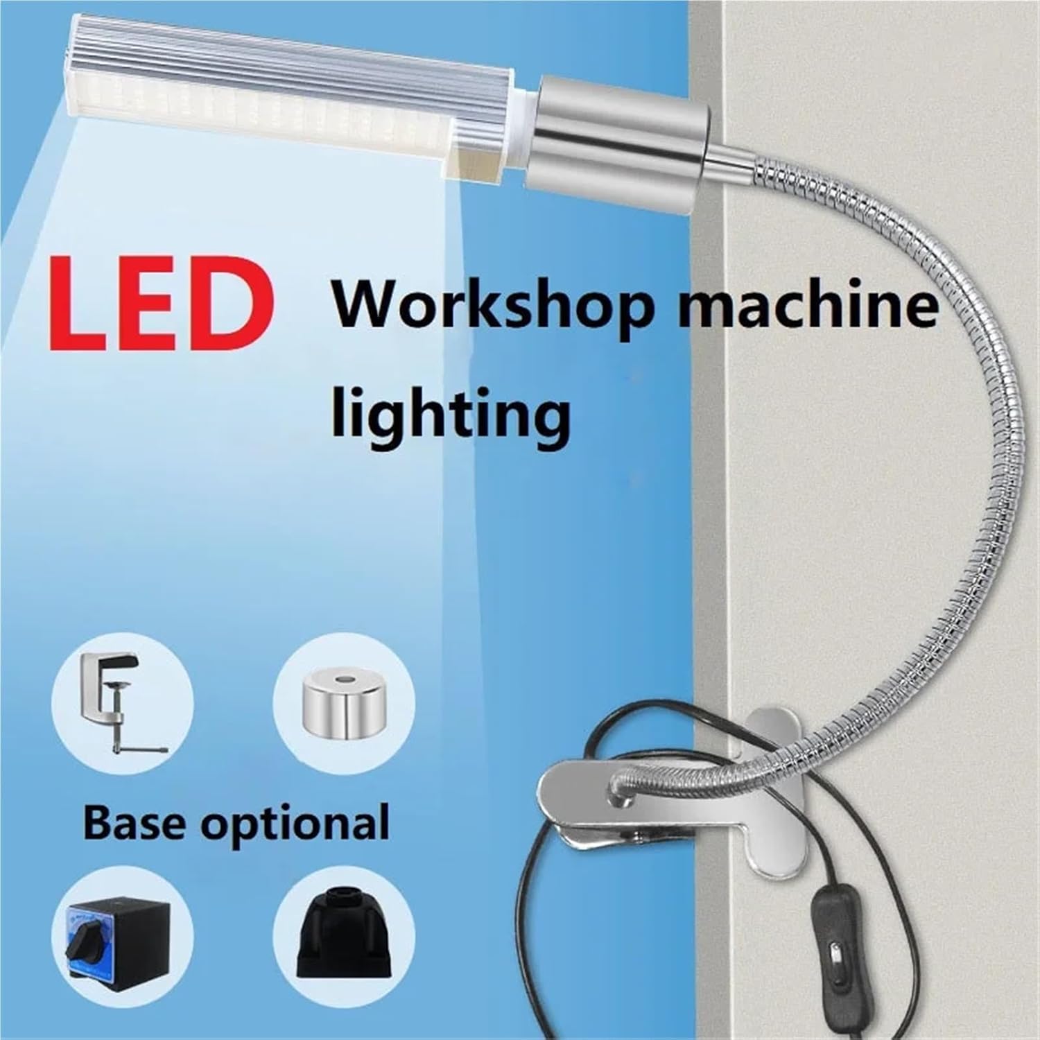 WJT 10/20W Led Machine Tool Working Light CNC Workshop Lighting for Industrial Equipment Machine Lamp 110-220V Household Light(Fixed Base 10W)