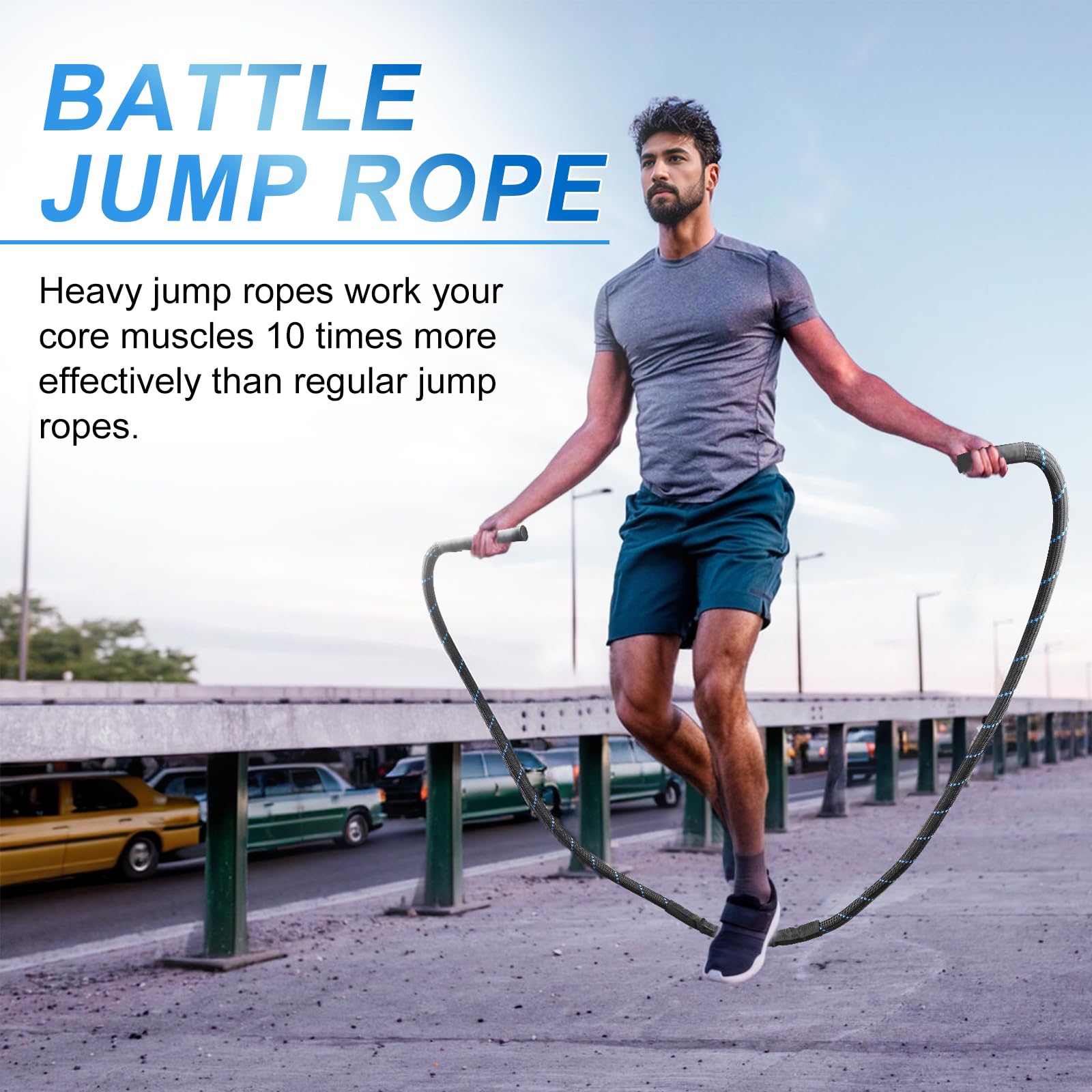 Corda Pesante Palestra, Corda da Salto Pesata da 1,2 kg per Adulti, Battle Rope Corda per Saltare Pesante, Corda per Il Fitness per Uomini e Donne Allenamento Muscolare Completo Dimagrimento