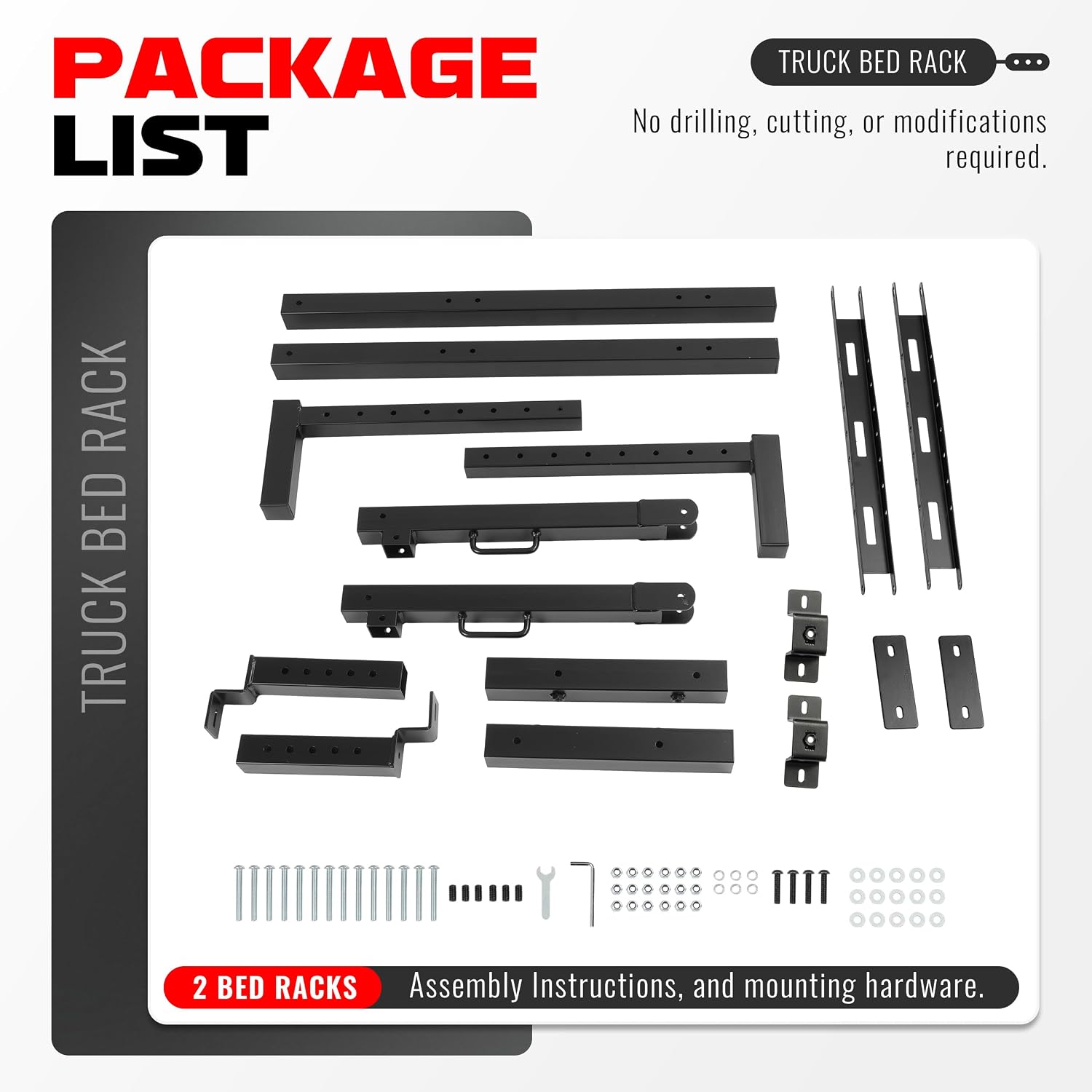 250lbs Truck Ladder Rack,Extendable Truck Rack 19"-34" W 38.6"-43.6" H, Steel Ladder Rack for Truck Kayak, Surfboard, Lumber, Ladder