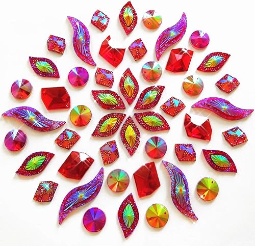 Vista 34 de 50 piezas de gemas de espejo AB de diferentes formas con efectos especiales para coser, diamantes de imitación facetados para manualidades, ropa