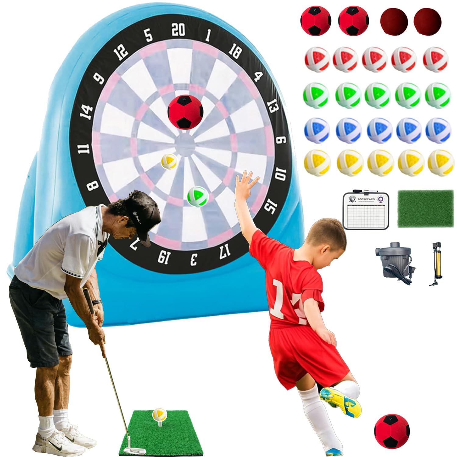 AEOR 6ft Large Giant Inflatable Dartboards Jumbo Soccer Target Darts Outdoor, Yard, Lawn, Carnival Games for Adult Family,Kids,Toddler Golf,Kick Ball,