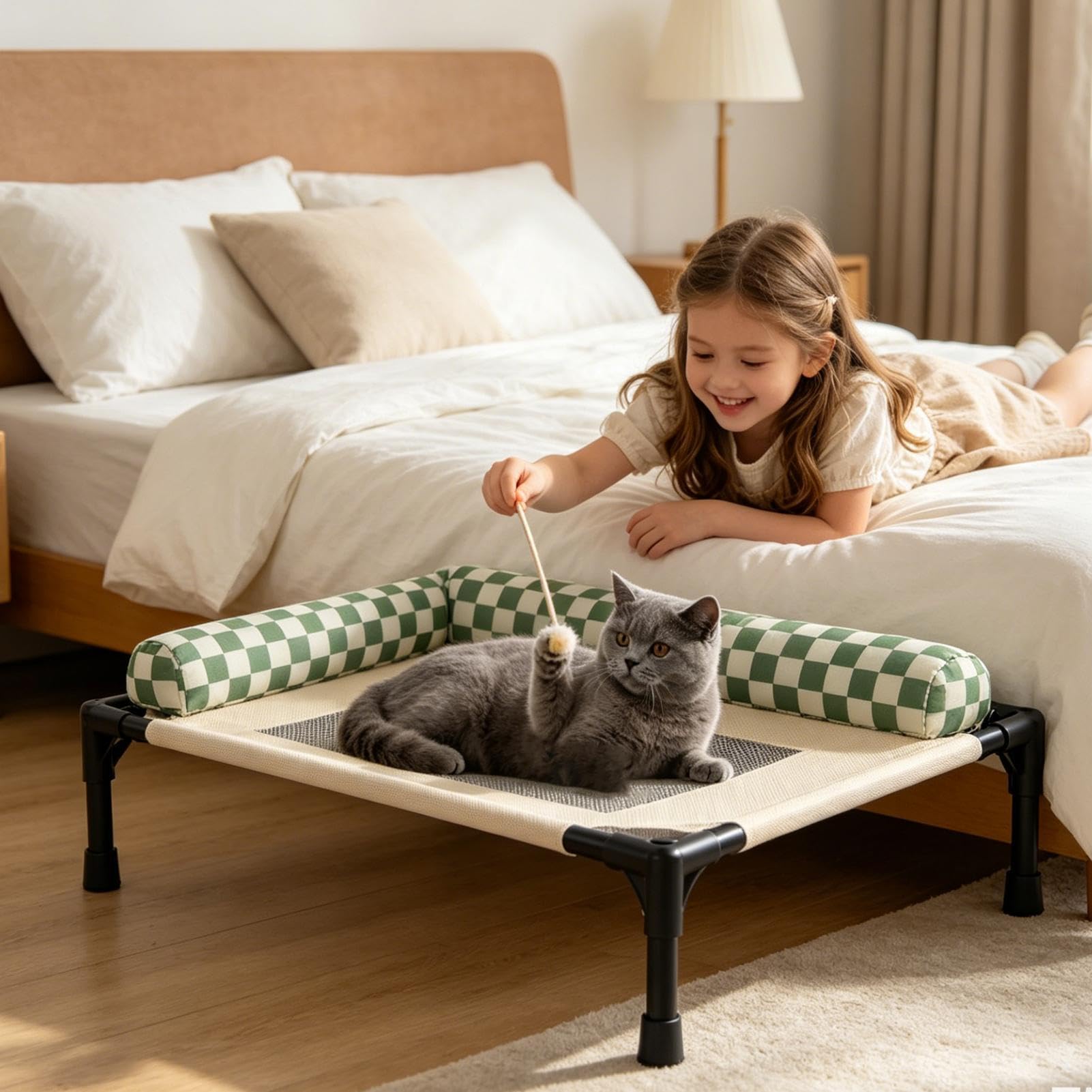 Erhöhtes Hundebett – Atmungsaktiv Abnehmbar Erhöht | Erhöhtes Outdoor Hundebett | Hundeliege Für Welpen Katzen Rasen Bettseite Zuhause Camping Boden Sommer Balkon Terrasse, Liegefläche Kühlend