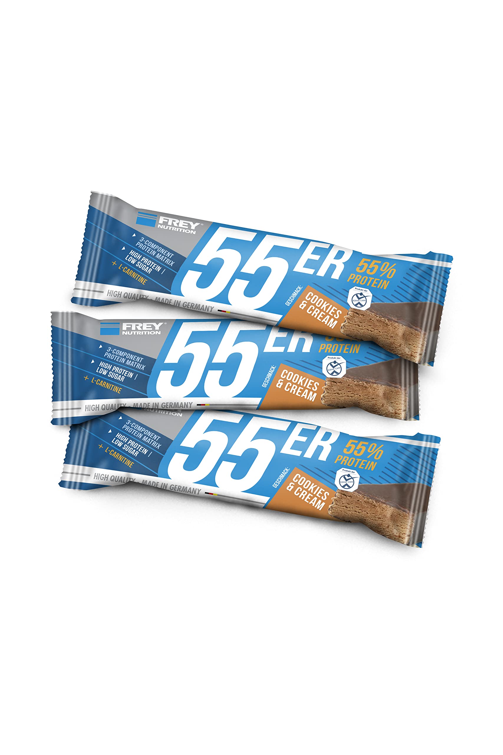 Frey Nutrition - Barritas de proteínas 55, 20 barritas (20 x 50 g)