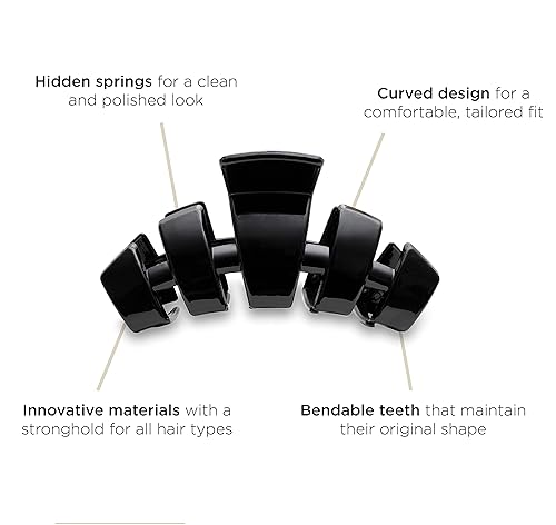 Miniatura 3 de TELETIES - Pinza mediana - Agarre fuerte, dientes flexibles, cómodo diseño curvado - Ideal para cabellos de grosor medio - Para todas las texturas