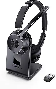 (Upgraded Version) Wireless Headset with Noise Cancelling Microphone and USB Dongle