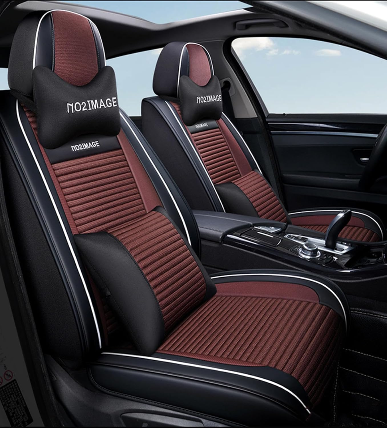 Leathers 5 Car Seat Covers Full Set with Waterproof Faux Leather Universal Fit for Sedan SUV Truck Auto Interior Accessories,C