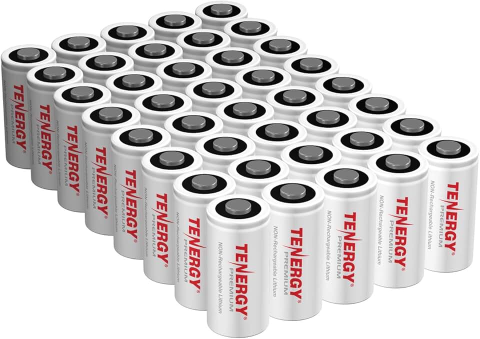 Tenergy Premium 40 Pack NonRechargeable CR123A 3V Lithium Battery, Primary Battery for Arlo Cameras, Photo Lithium Batteries, Smart Sensors, and More