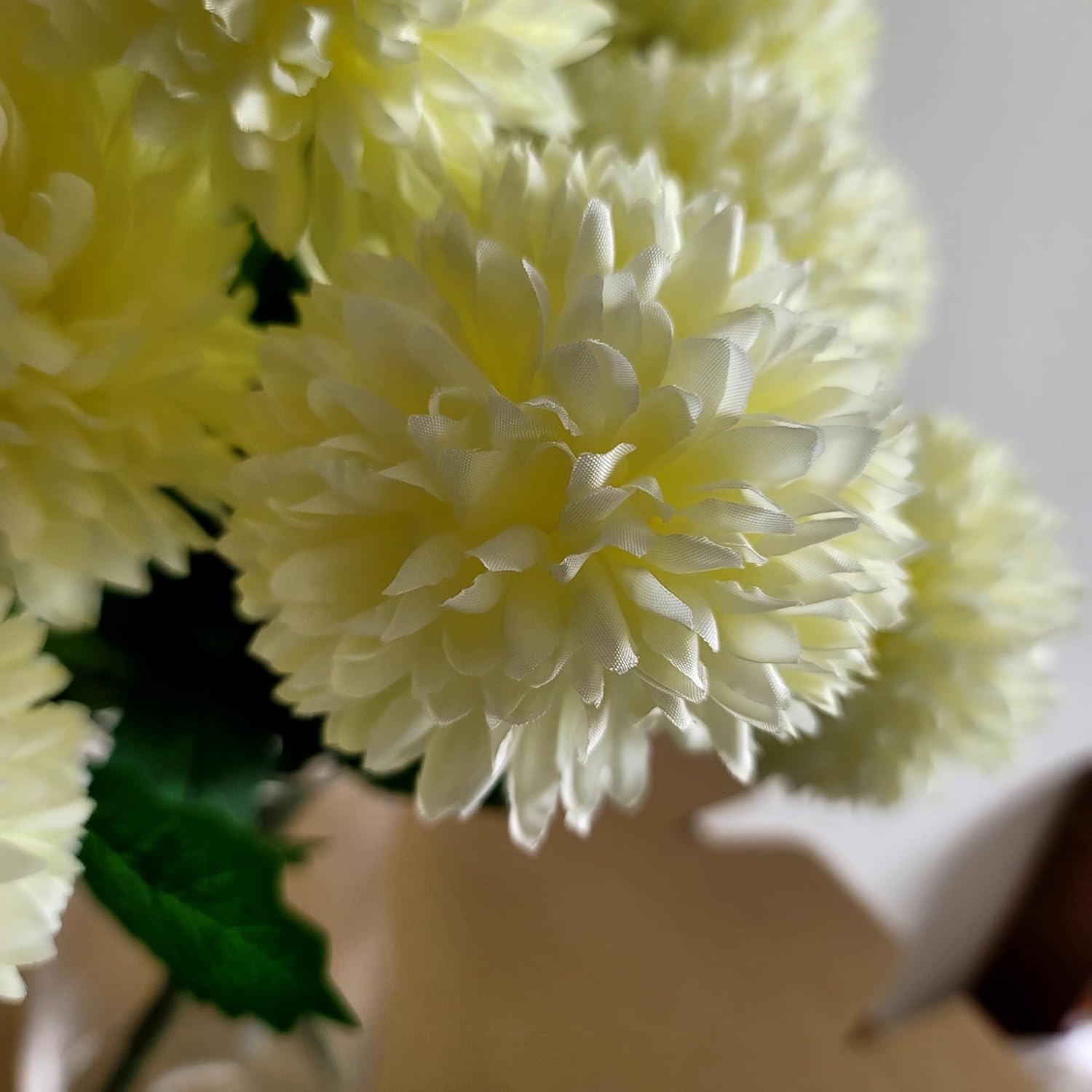 Large Artificial Kiku Flowers, Artificial Chrysanthemum Ball, 18 Heads Green Silk Stems, 15.5 Inch, Indoor Floral Arrangement for Home Decor, Living Room, Vase Centerpiece (Light Green) - Image 7