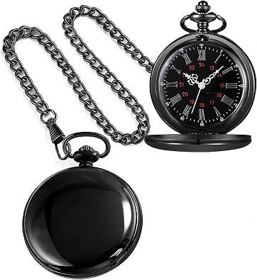 Tiong Smooth Pocket Watch,Personalized Pocket Watch,Customized Watches for Men,Engraved Pocket Watches for Fathers Day with Chain