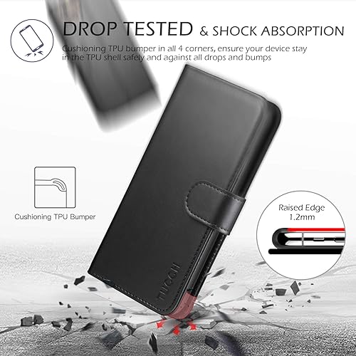 Miniatura 7 de TUCCH Funda tipo cartera para iPhone 11 Pro Max, soporte de ranura para tarjetas con protección RFID, cubierta magnética de piel sintética con