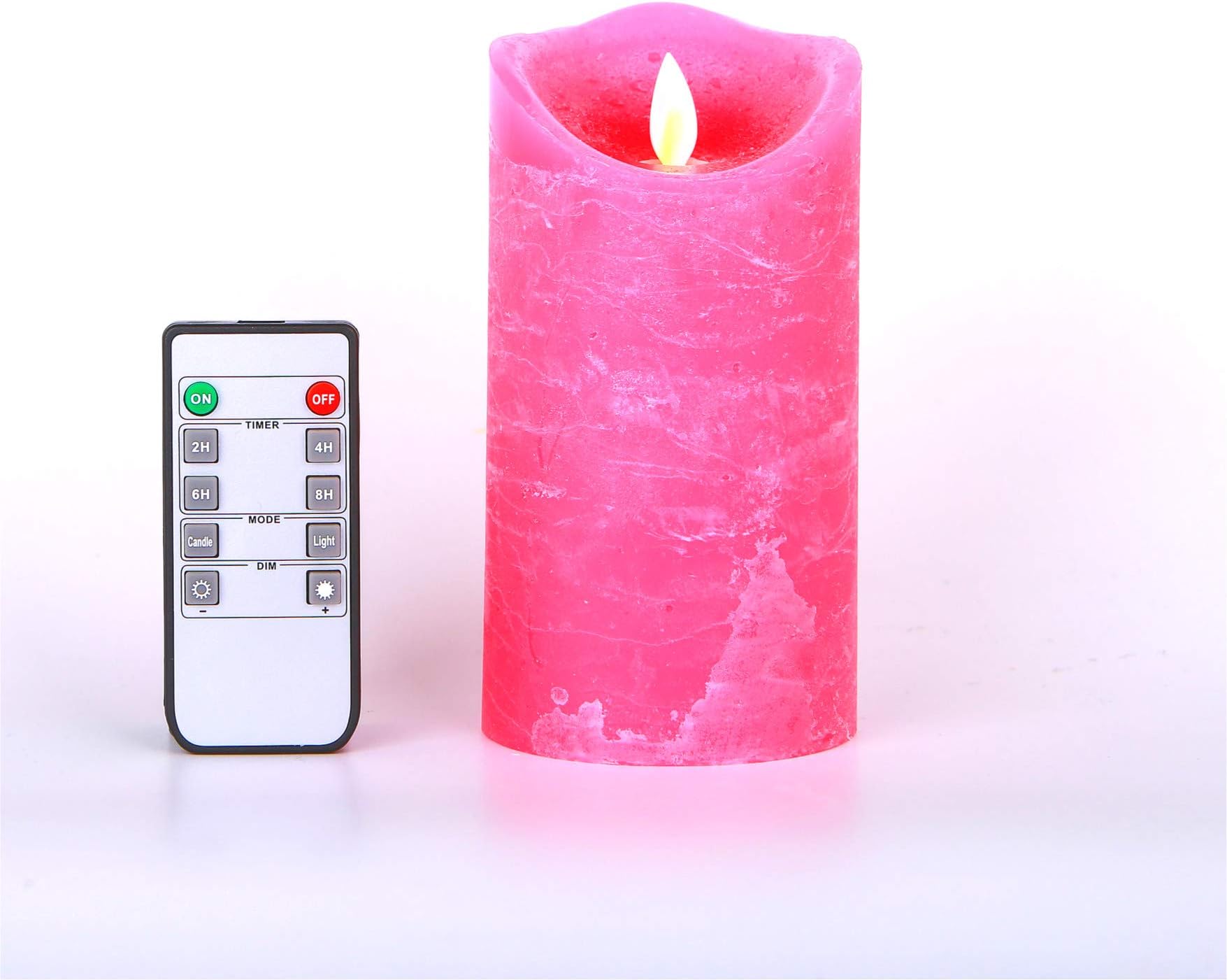 Kitch Aroma Pink Scented Flameless Candles Battery Operated with Moving Flame Wick Flickering LED Pillar Candle with Timer for Lover, Scented Black Orchid