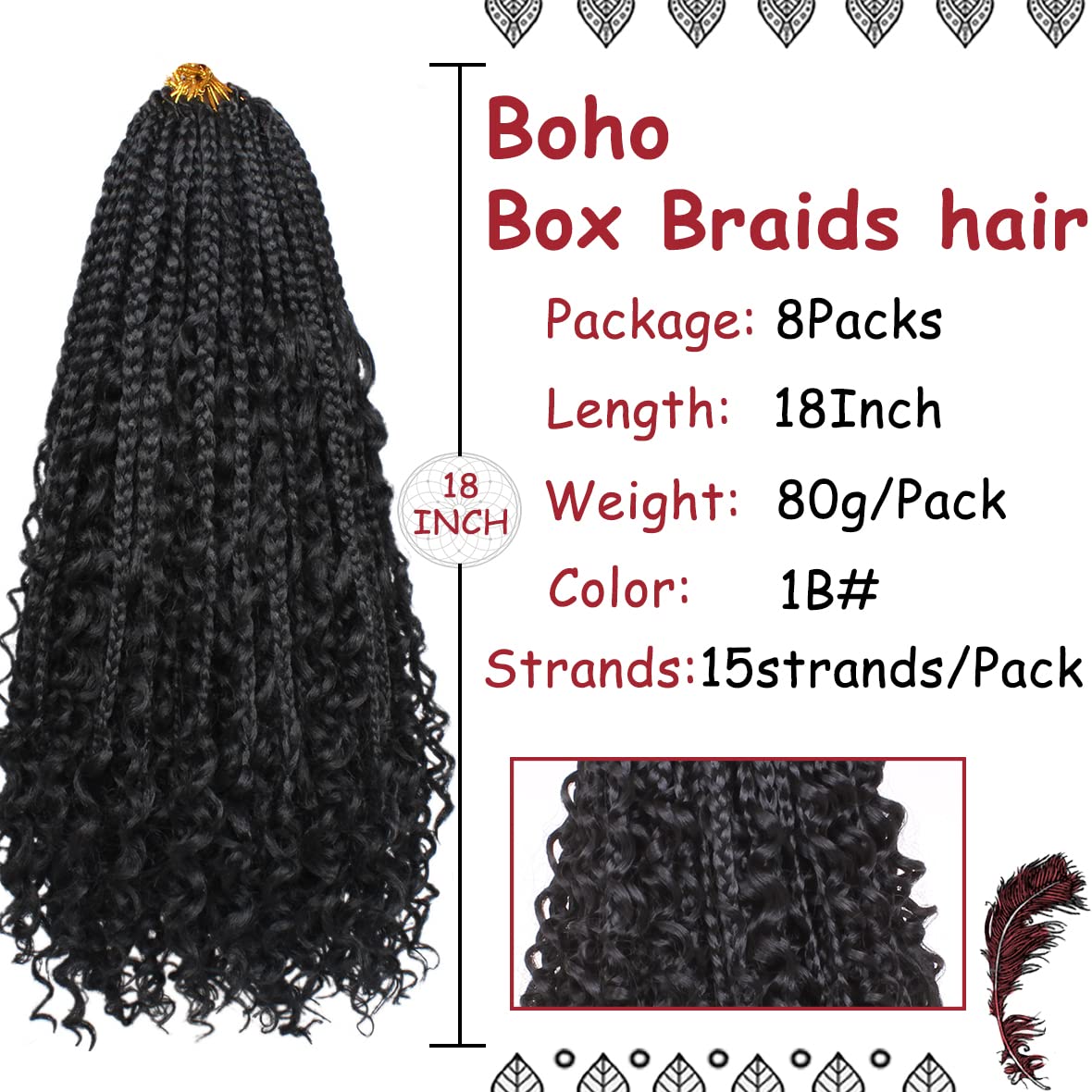 Beverlee Boho Goddess Box Braids Crochet Hair, 8-Pack
