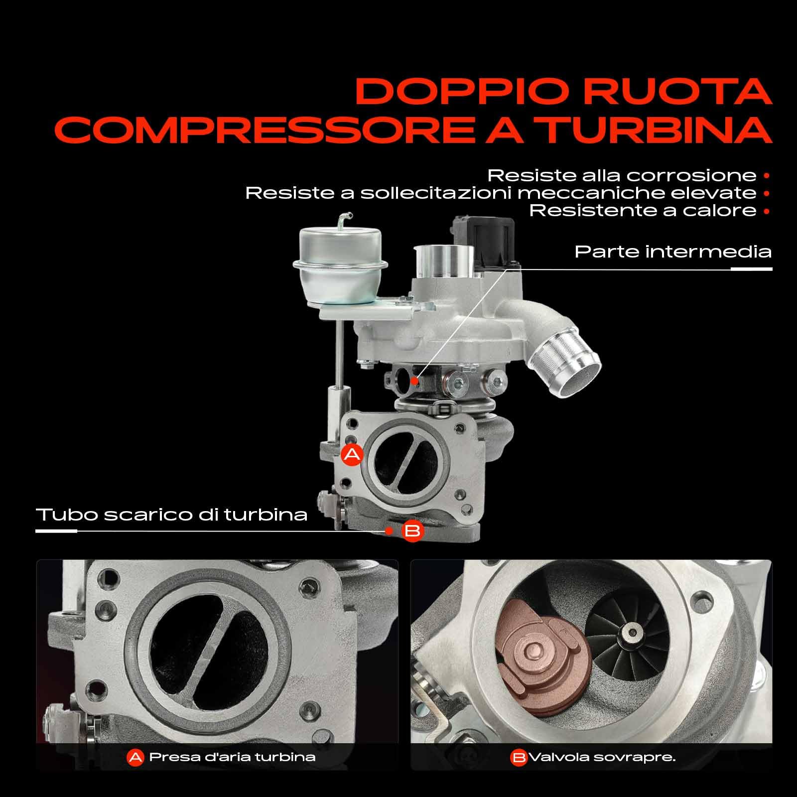 Frankberg Turbocompressore gas di scarico turbocompressore con guarnizioni | V75807898001; Compatibile con: C4 II NC, 508 SW I 8E, DS5, 308 II L3 LB LH LP LW, C4 I LC, C5 III Freno RW
