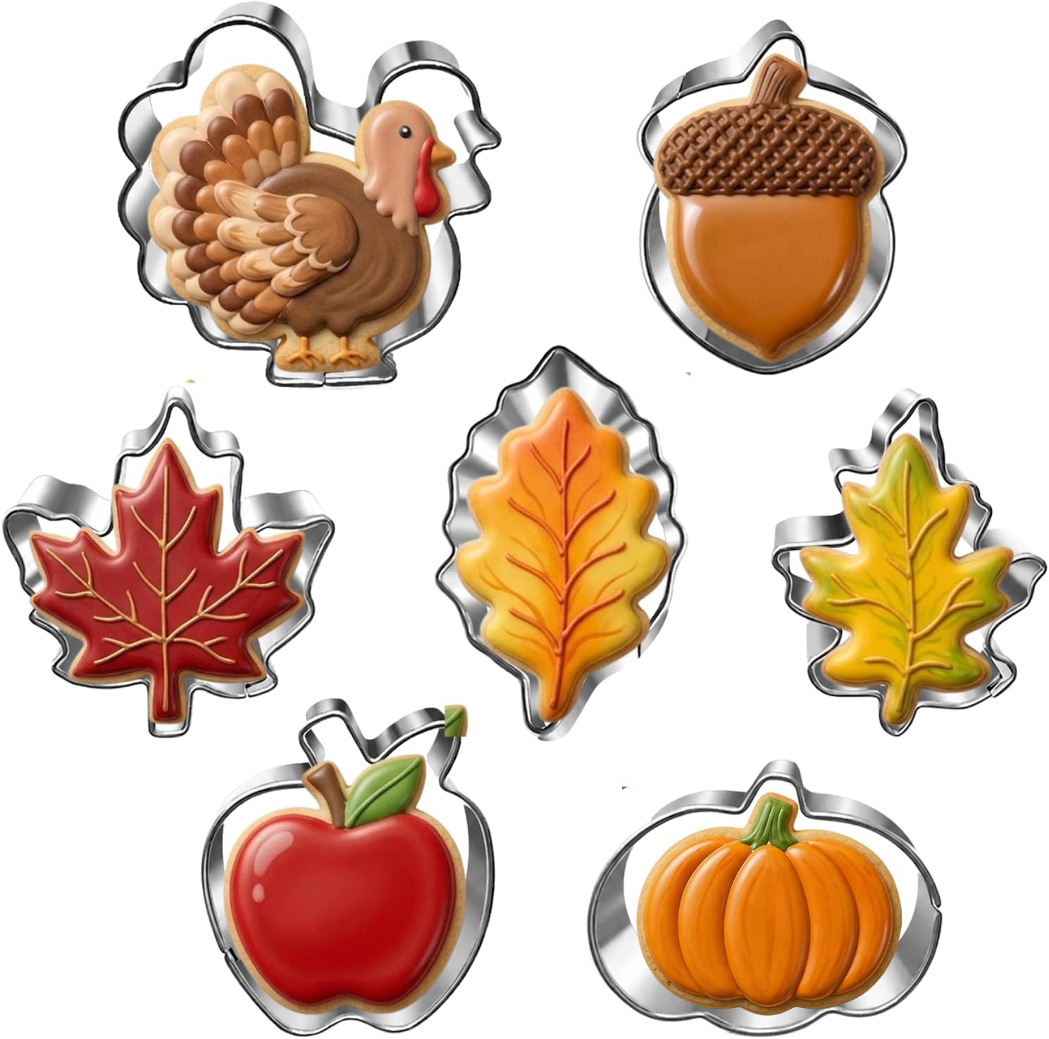 7 Pcs Mini Fall Cookie Cutter Set, 2.0 Inch, Dishwasher Safe