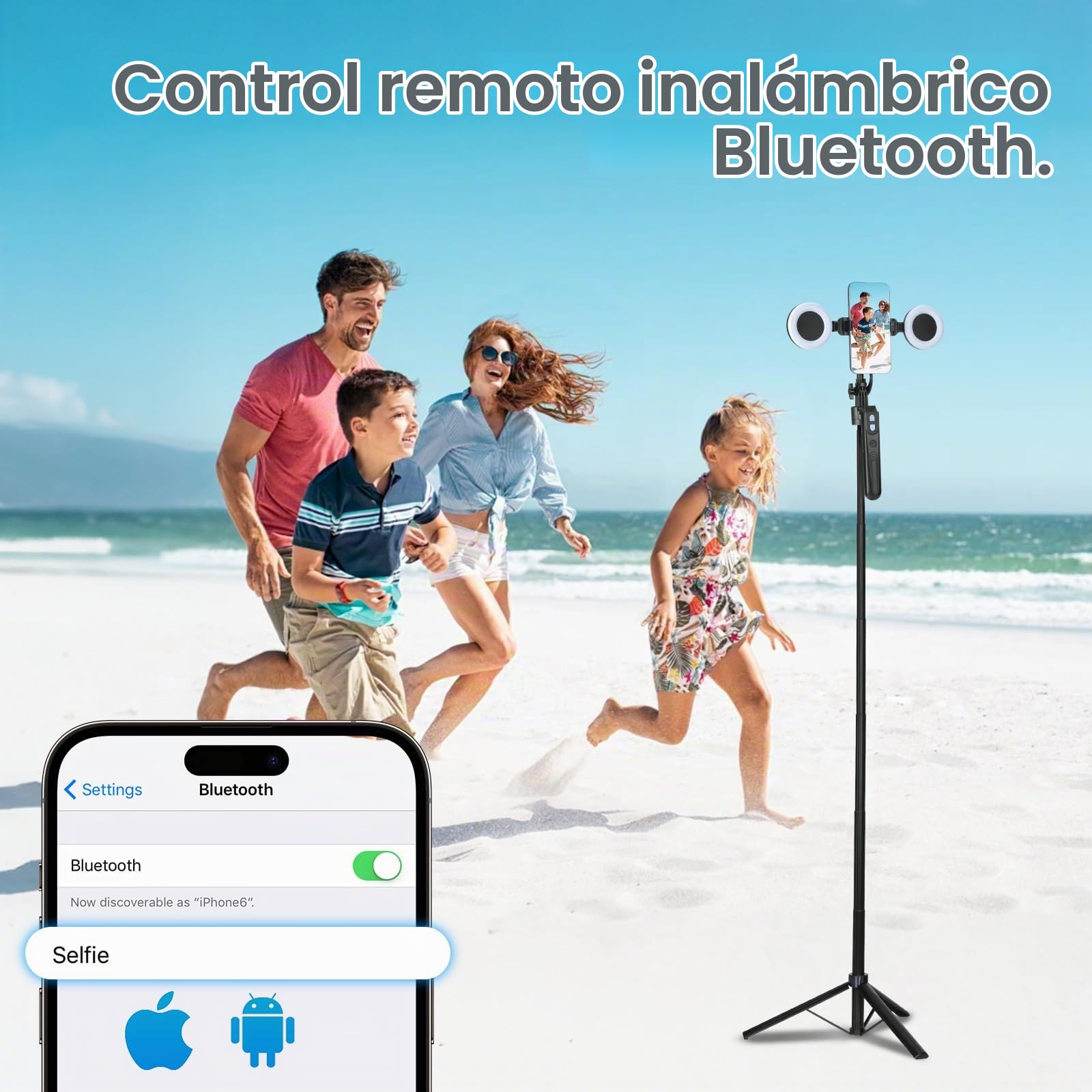 Trípode de seguimiento automático de la cara de 180 cm para smartphone con luz, rotación de 360 ° para iPhone/Android/GoPro, soporte para teléfono móvil, trípode para grabación de vídeo en directo