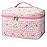 Large Makeup Bag, Cute Cosmetic Bag for Women Girls, Floral Coquette Aesthetic Toiletry Bag, Travel Make Up Organizer Bag (Pink Plaid Butterfly Flower