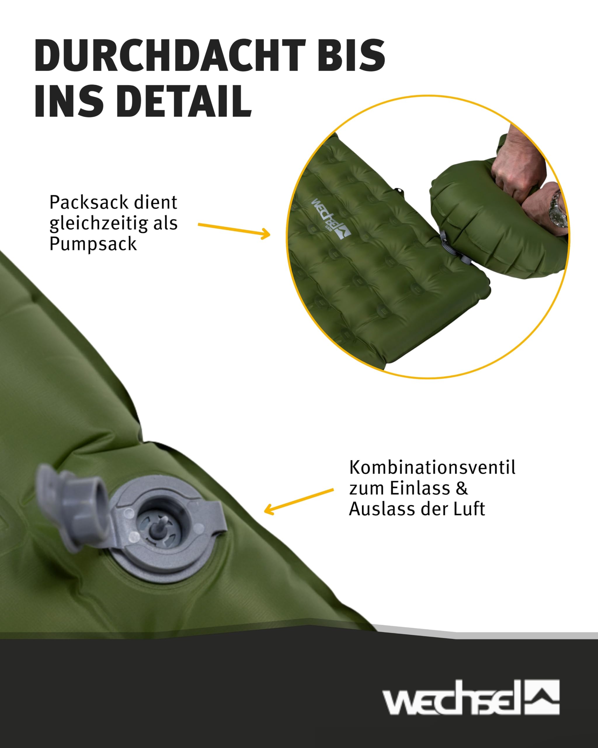 Wechsel Trekking Isomatte Glacio I 186 x 64 x 8 cm I Thermomatte mit hoher Isolationsfähigkeit I wärmeisolierende Campingmatte I Luftmatratze für Camping, Radreisen, Bushcraft & Trekking